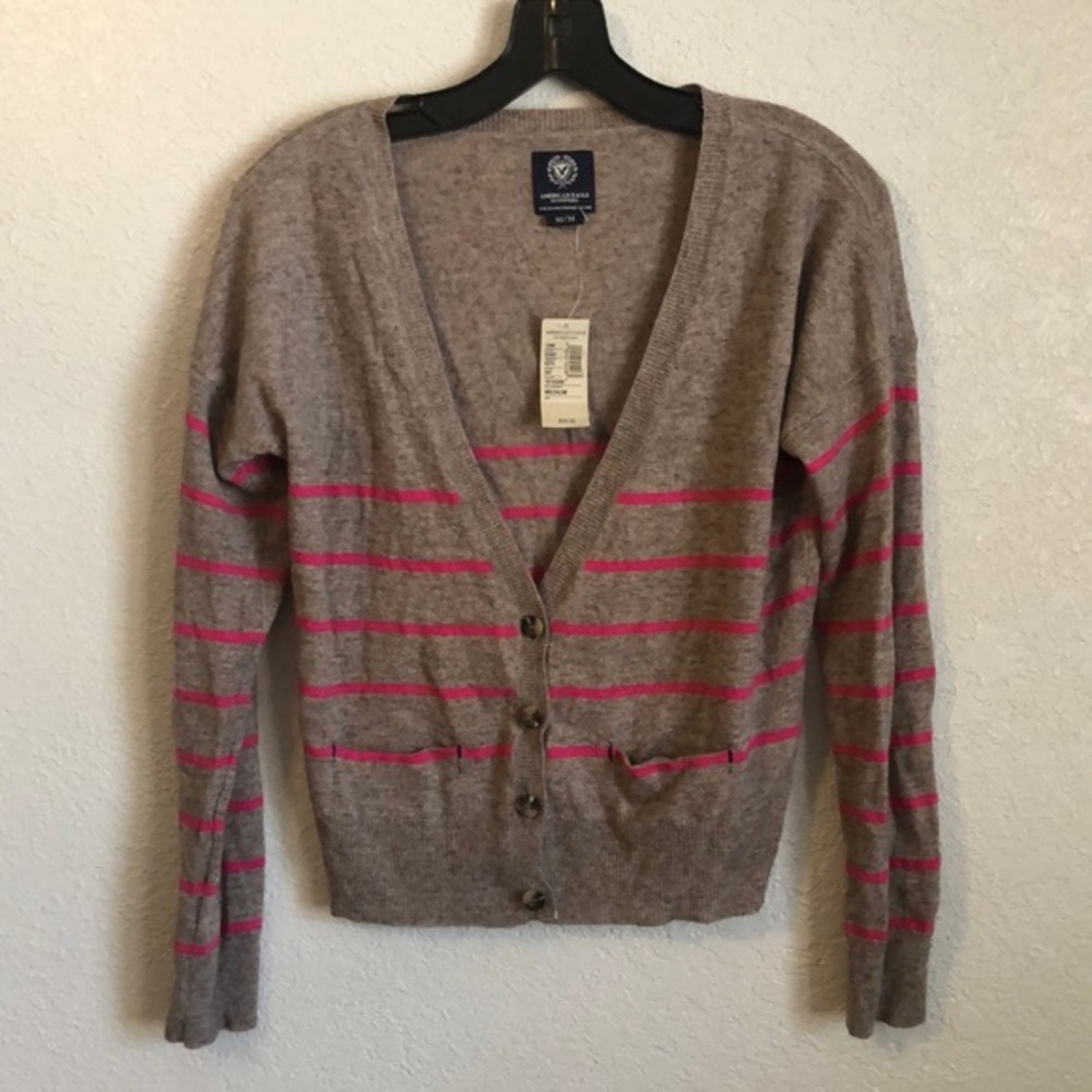 American Eagle Outfitters Button Down Cardigan- Gray/Brown